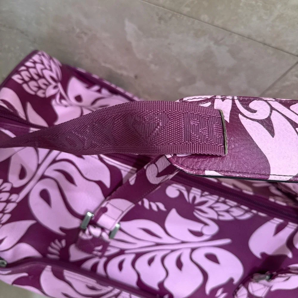 Vintage Roxy Hot Pink Tropical Floral Suitcase Y2K 90s Luggage Duffle Bag 22x12